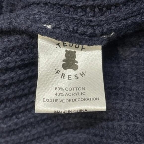 NEW TEDDY FRESH Women's Sweater Dress Knit Laced Up Size S/M Navy - Picture 5 of 8